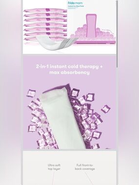 Frida Mom Instant Ice Maxi Pads — Purple Cooling Postpartum Pads (11 pads)